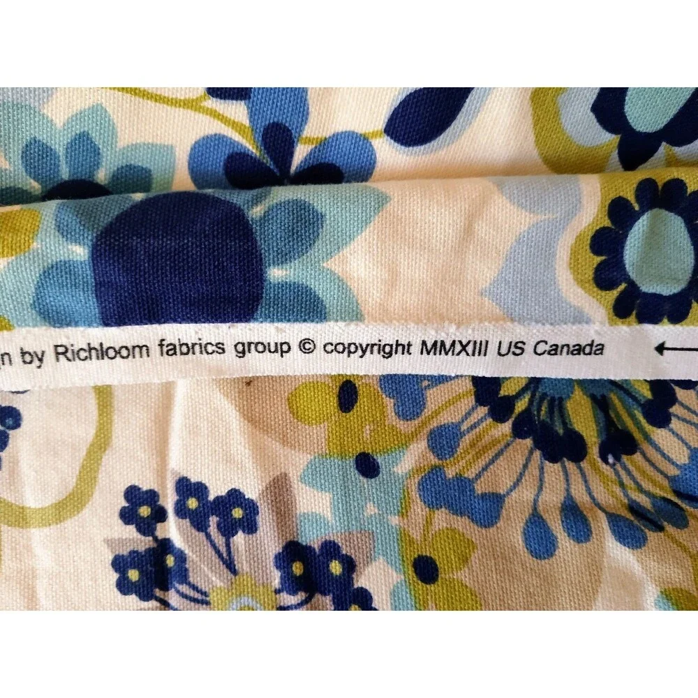 Richloom Fabric Floral Print Upholstery Cotton Linen Blend 1 Yard 36 L x 45 W